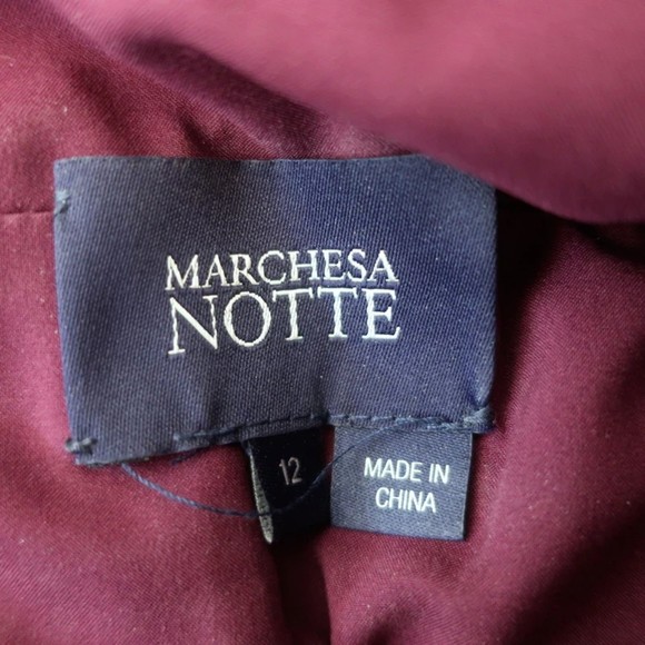 Marchesa Notte Ombre Glitter Tulle Dress Wine Size 12 Sleeveless V-Neck - Picture 6 of 8